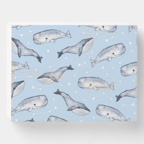 Whale Wonders Watercolor Starry Sky Wooden Box Sign