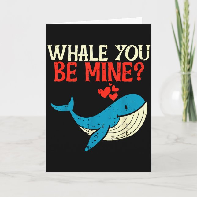 Whale You Be Mine Funny Orca Valentines Day Pun Me Card (Front)