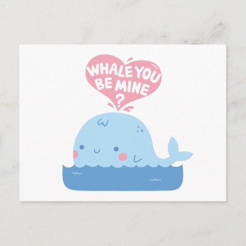 Whale You Be Mine Love Confession Postcard