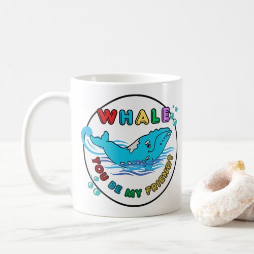 Whale You Be My Friend Blue Bubble Humpback Whale Coffee Mug