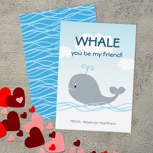 Whale You Be My Friend Classroom Valentine (Creator Uploaded)