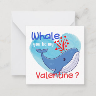Whale You Be My Valentine Classroom Card