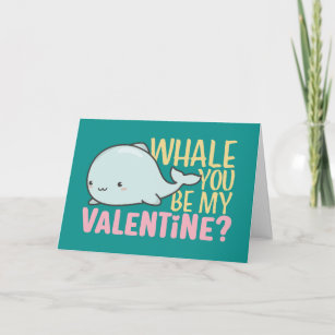 Whale You Be My Valentine Cute Kid Valentine's Day Holiday Card