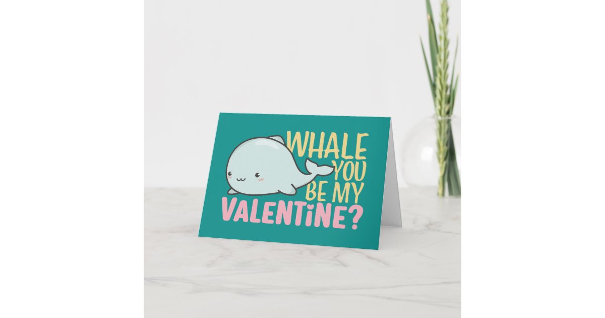 Whale You Be My Valentine Cute Kid Valentine's Day Holiday Card | Zazzle