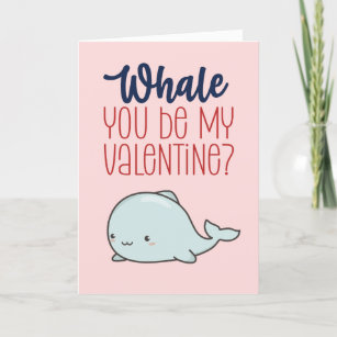 Whale You Be My Valentine Funny Valentine's Day Holiday Card