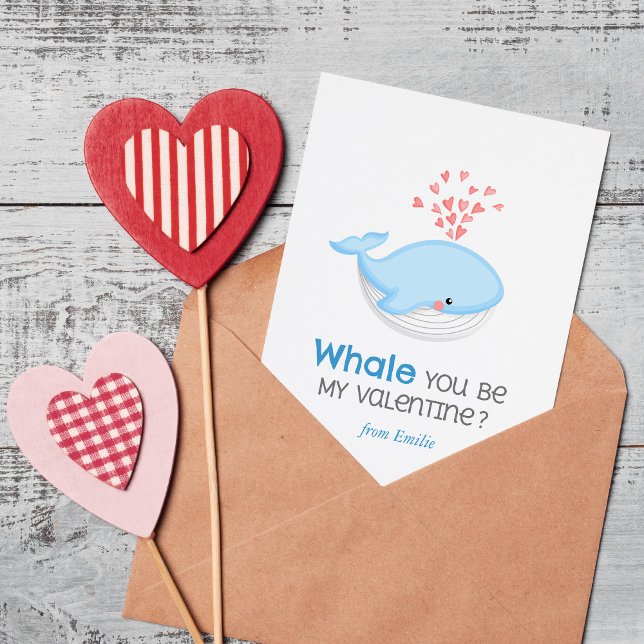 Whale You Be My Valentine?  Note Card (Creator Uploaded)