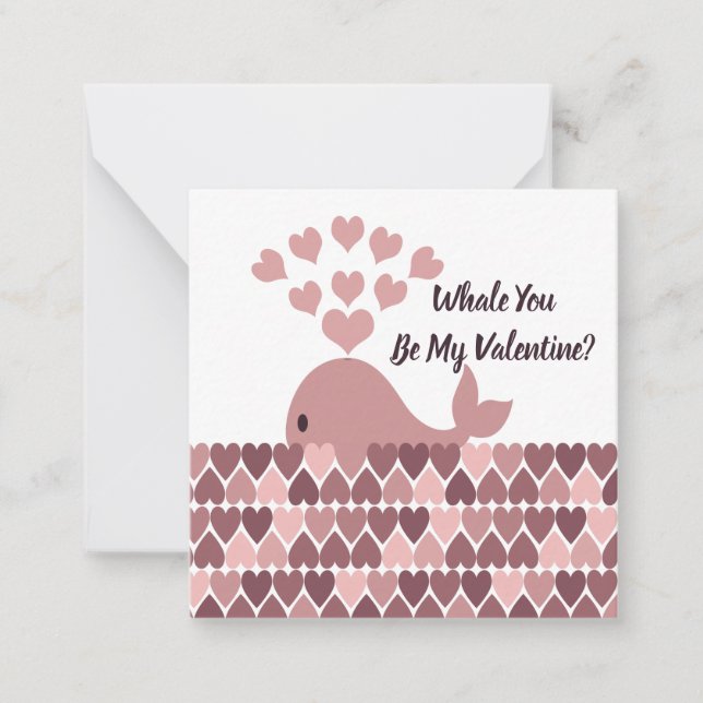 Whale You Be My Valentine Note Card (Front)