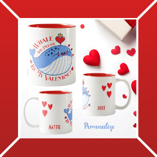 Whale You Please be My Valentine? Two-Tone Coffee Mug