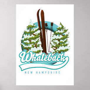Whaleback New Hampshire retro ski logo Poster