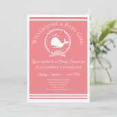 Whalecome a Baby girl Nautical Shower Invitation (Standing Front)