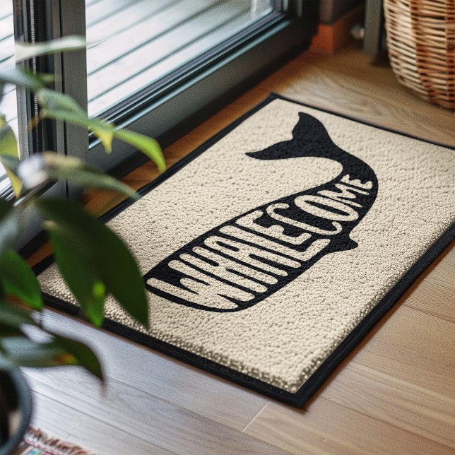Whalecome Welcome Animal Typography Fiber Doormat (Creator Uploaded)