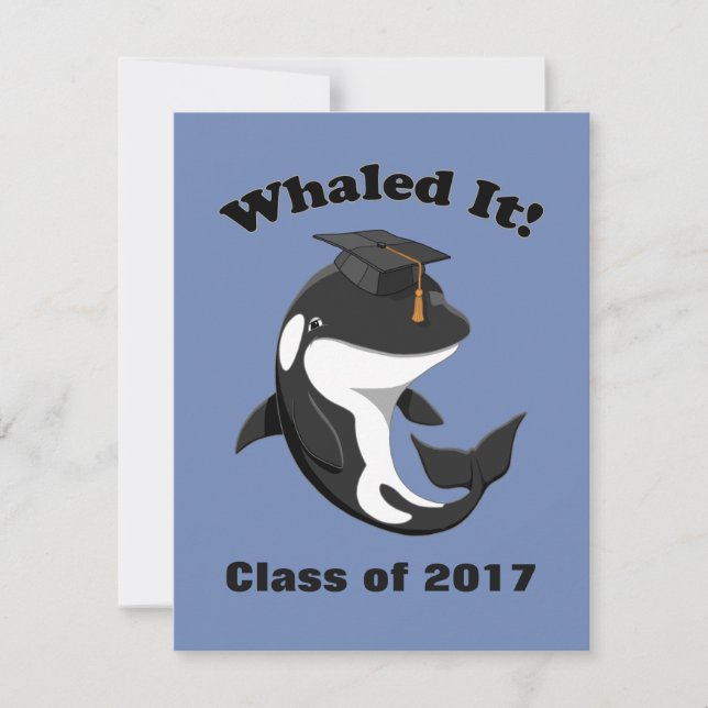 Whaled It Class of 2017 Cute Orca Killer Whale Invitation (Front)
