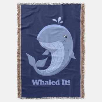 Whaled It Cute Happy Blue Whale Throw Blanket by Fun_Forest at Zazzle