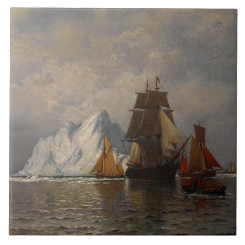 Whaler and Fishing Vessels near the Coast of Labra Ceramic Tile