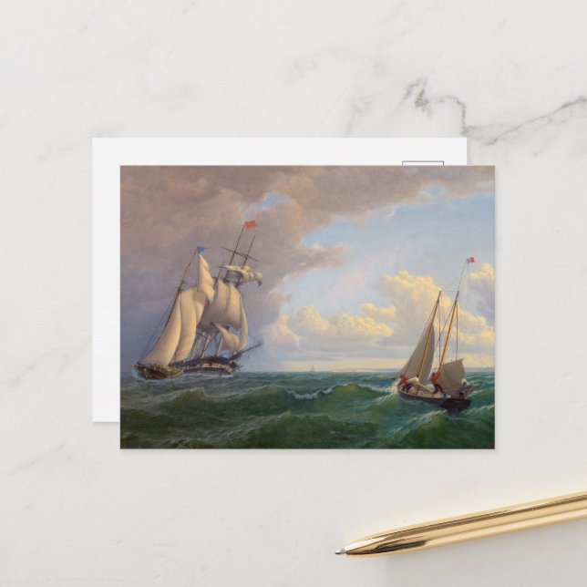 Whaler off the Vineyard, Outward Bound Holiday Postcard (Front/Back In Situ)