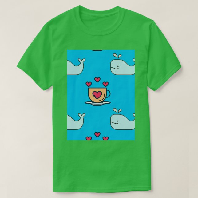 Whales and coffee T-Shirt (Design Front)