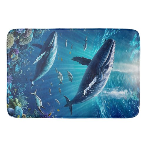 Whales and Coral Bath Mat