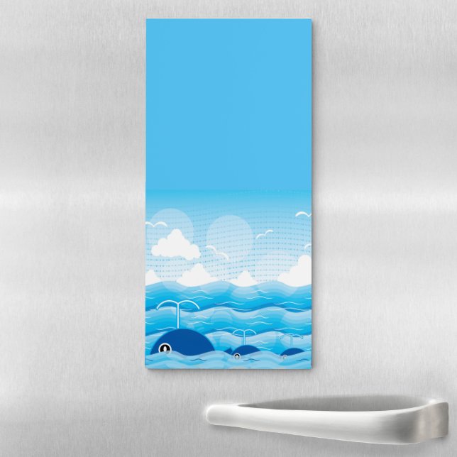 Whales and Waves Ocean Blue Magnetic Notepad (In Situ)