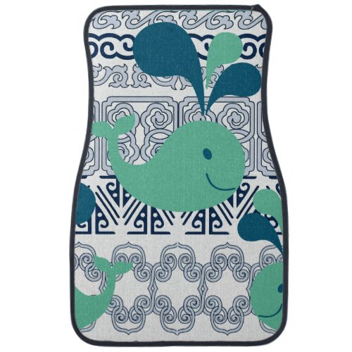 Whales and Waves Pattern Car Floor Mat