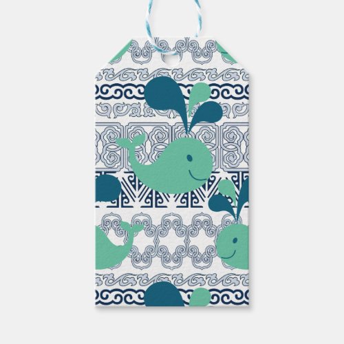 Whales and Waves Pattern Gift Tags
