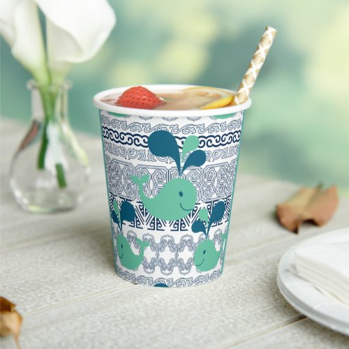 Whales and Waves Pattern Paper Cups