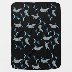Whales art baby blanket