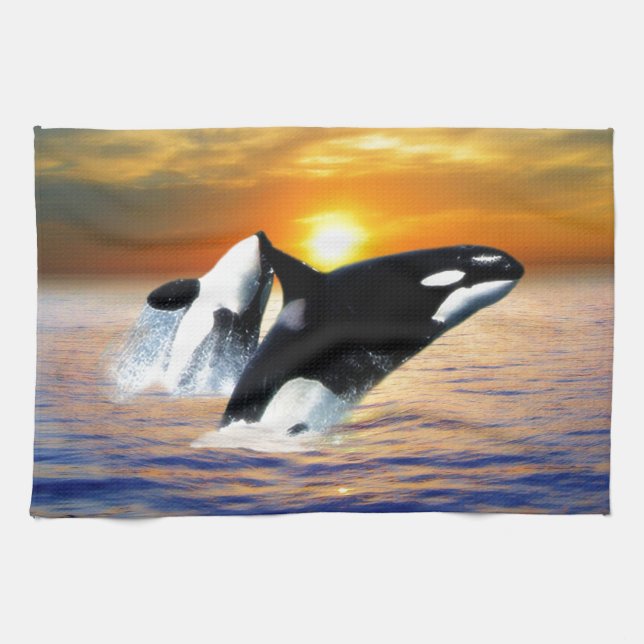 Whales at sunset towel (Horizontal)