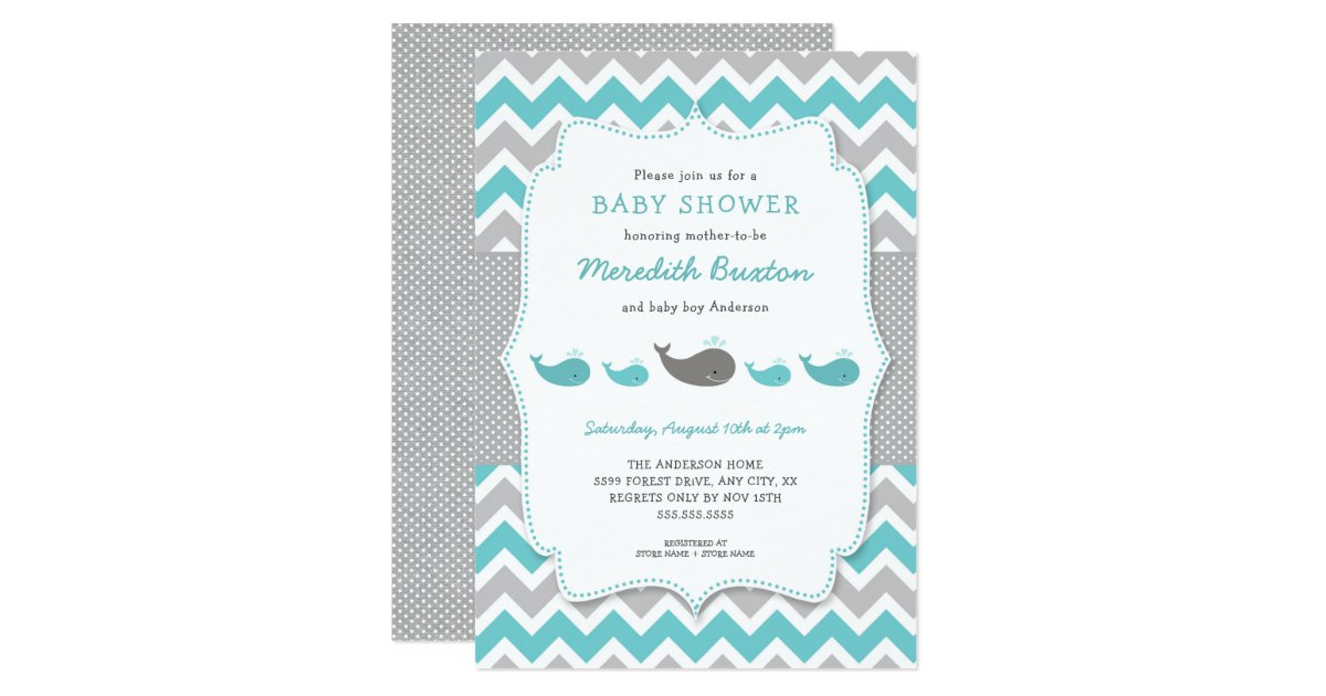 Whales baby shower invitation, neutral gender invitation