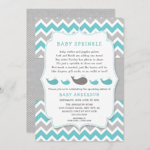 Whales baby sprinkle invitation, neutral gender invitation
