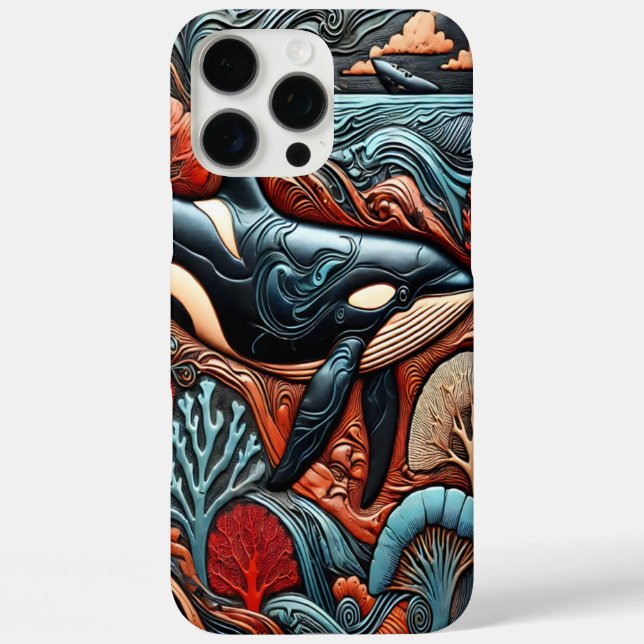 Whales Beneath the Vibrant Waves Case-Mate iPhone Case (Back)