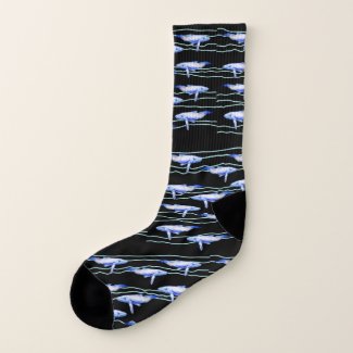 Whales Big Fish Watercolor Art  Socks