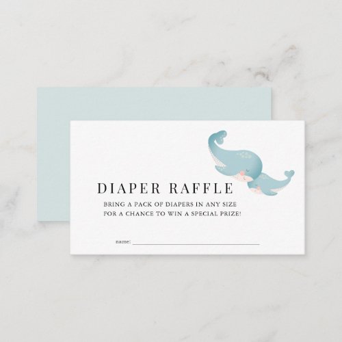 Whales Blue Baby Shower Diaper Raffle Ticket Enclosure Card