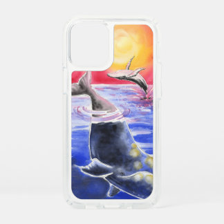 Whales Breaching At Sunset Speck iPhone 12 Mini Case
