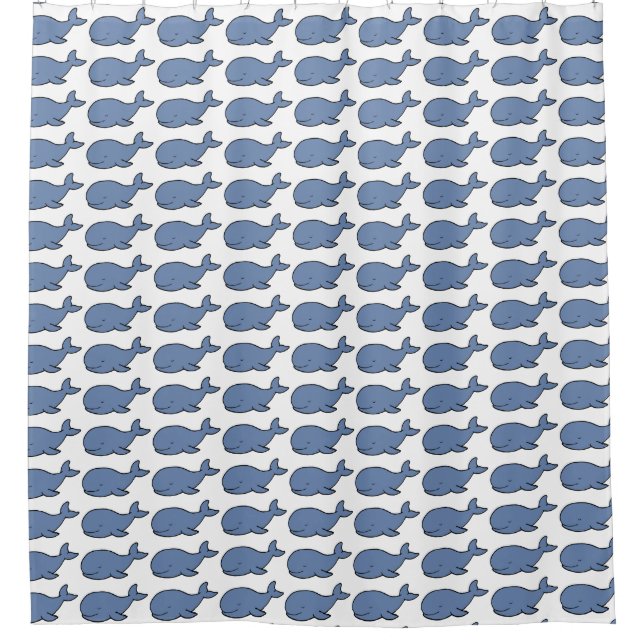 whales cute blue shower curtain (Front)