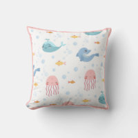 Whales Dolphins Jellyfish Pink Ocean Sea Fish