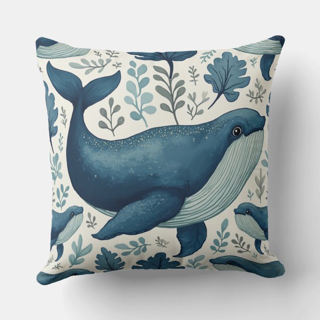 Whale's Dream Throw Pillow (Back)