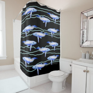 Whales Fishes  Shower Curtain