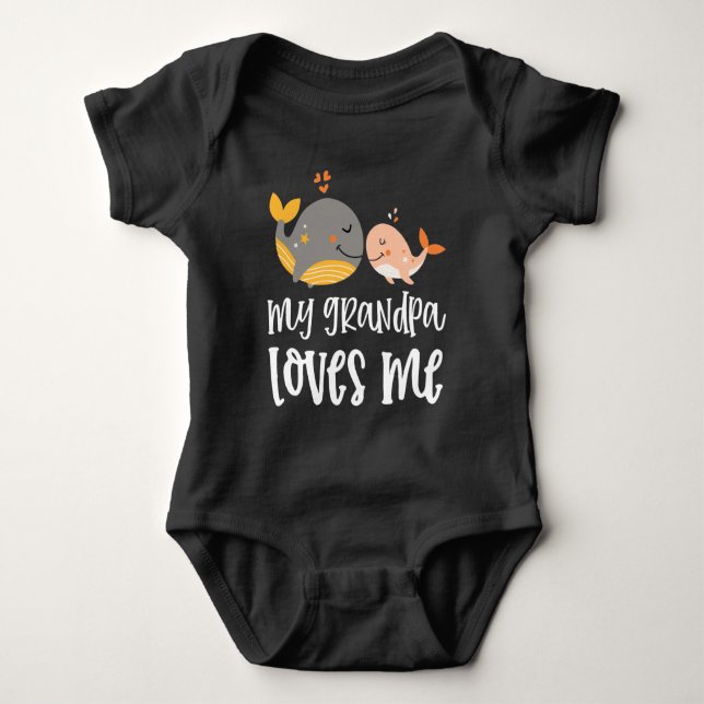 Whales 🐳 Gift from Grandpa - My Grandpa Loves Me Baby Bodysuit (Front)