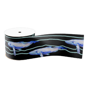 Whales  Happy fishes  Grosgrain Ribbon