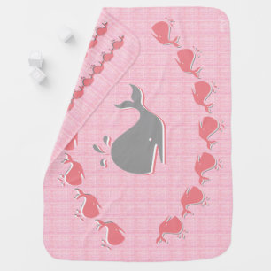 Whales in Pink Receiving Blanket