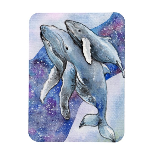 Whales in Star River Magnet (Vertical)
