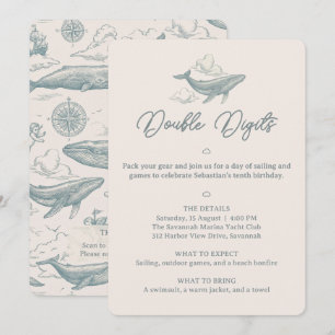 Whales in the Clouds Celestial Voyage 10th Bday Invitation