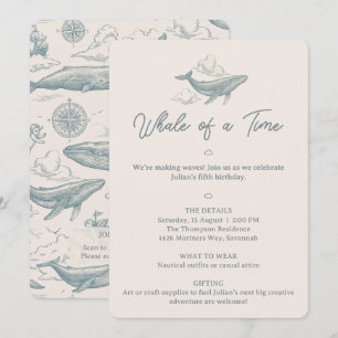 Whales in the Clouds Celestial Voyage 5th Birthday Invitation