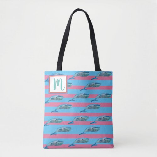 Whales Monogram  Tote Bag