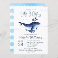 Whales Nautical Under the Sea Baby Shower Invitation