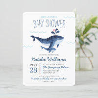 Whales Nautical Under the Sea Baby Shower Invitation