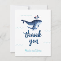 Whales Nautical Under the Sea Baby Shower Thank Yo Thank You Card