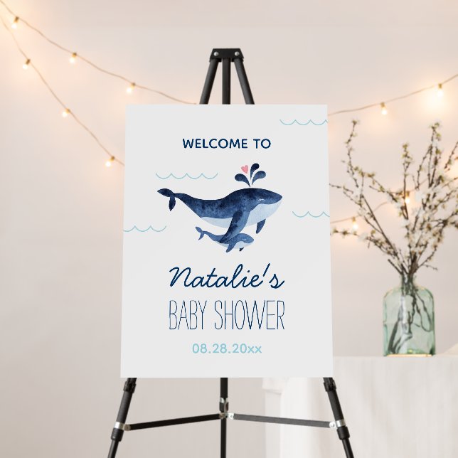 Whales Nautical Under the Sea Baby Shower Welcome Foam Board (In Situ (Stand))