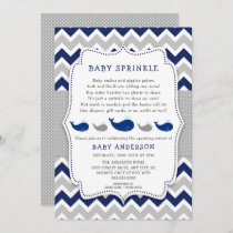 Whales Navy Gray baby sprinkle invitation