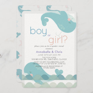 Whales on the Waves Gender Reveal Invitation